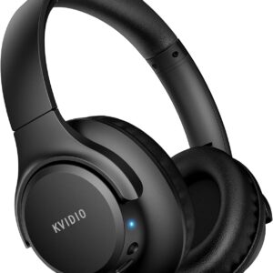 KVIDIO Bluetooth Headphones Over Ear, 65 Hours Playtime Wireless Headphones with Microphone, Foldable Lightweight Headset with Deep Bass, HiFi Stereo Sound Low Latency for Travel Work Cellphone