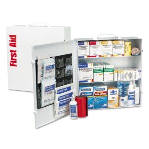 First Aid Only 90575 3-Shelf ANSI B+ and OSHA-Compliant First Aid Kit, 100-150-Person Emergency First Aid Kit for Business and Worksite, First Aid Metal Cabinet with Medications, 676 Pieces