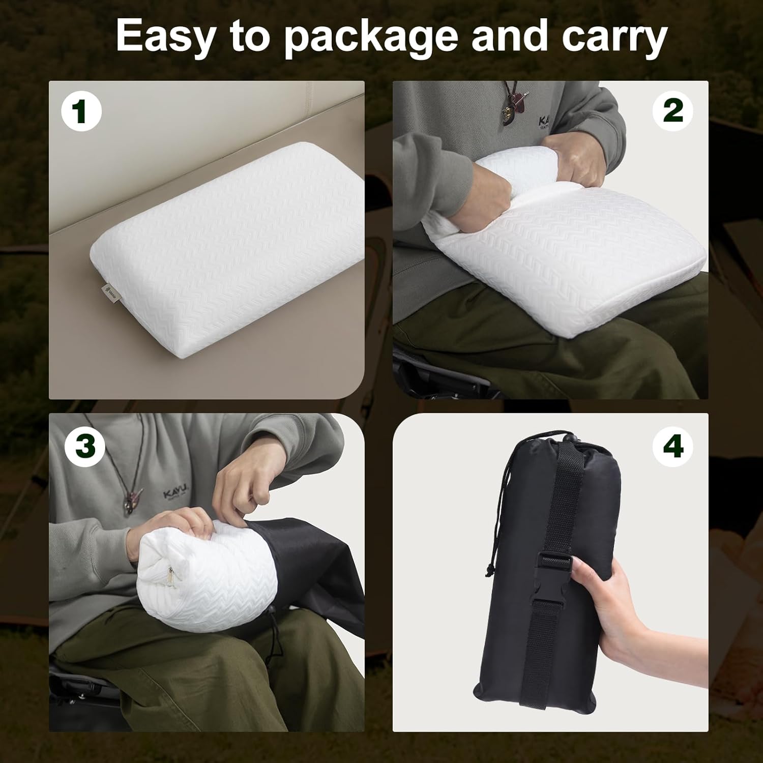 Vekkia Travel Pillow, Memory Foam Pillow Compressible Camping Pillow with Washable Cover,Ergonomic Supportive Pillow for Sleeping Ideal for Adults Kids Travel, Hiking, Airplane and Car-S - Image 3