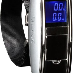 TUMI Scale - Portable, Handheld Digital Luggage Scale - Suitcase Scale Weighs Pounds & Kilograms - Holds up to 100 Lb - Gun Metal/Black