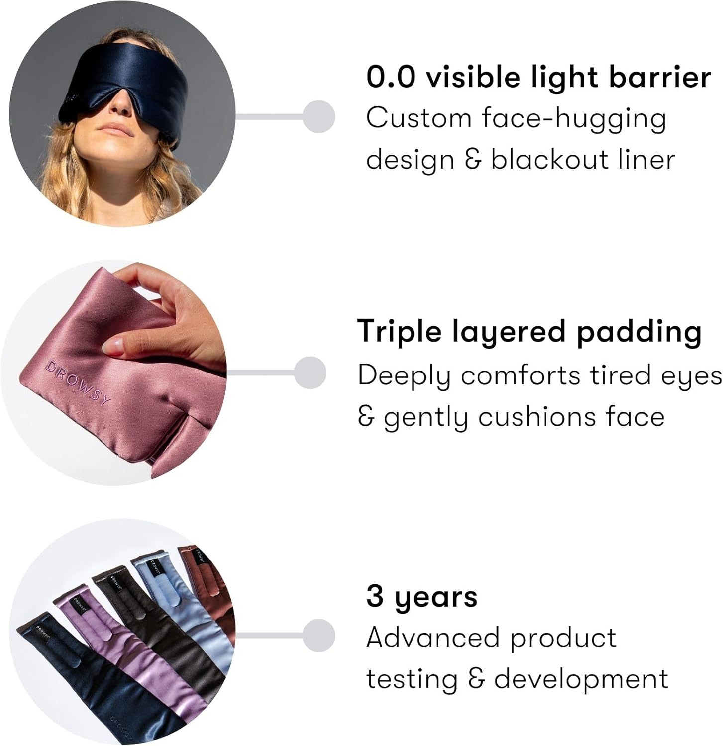 DROWSY Silk Sleep Mask - Face-Hugging, Padded Cocoon for Luxury Sleep in Total Darkness - 100% Pure Mulberry Silk (Sunset Pink) - Image 2