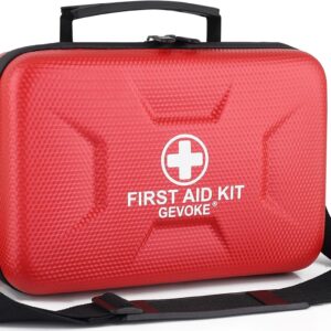 410 Piece Waterproof Hard Shell First Aid Kit for Home, Car, Travel, Camping, Truck, Hiking, Sports, Office, Vehicle & Outdoor Emergencies - Emergency Medical Kits (Red)