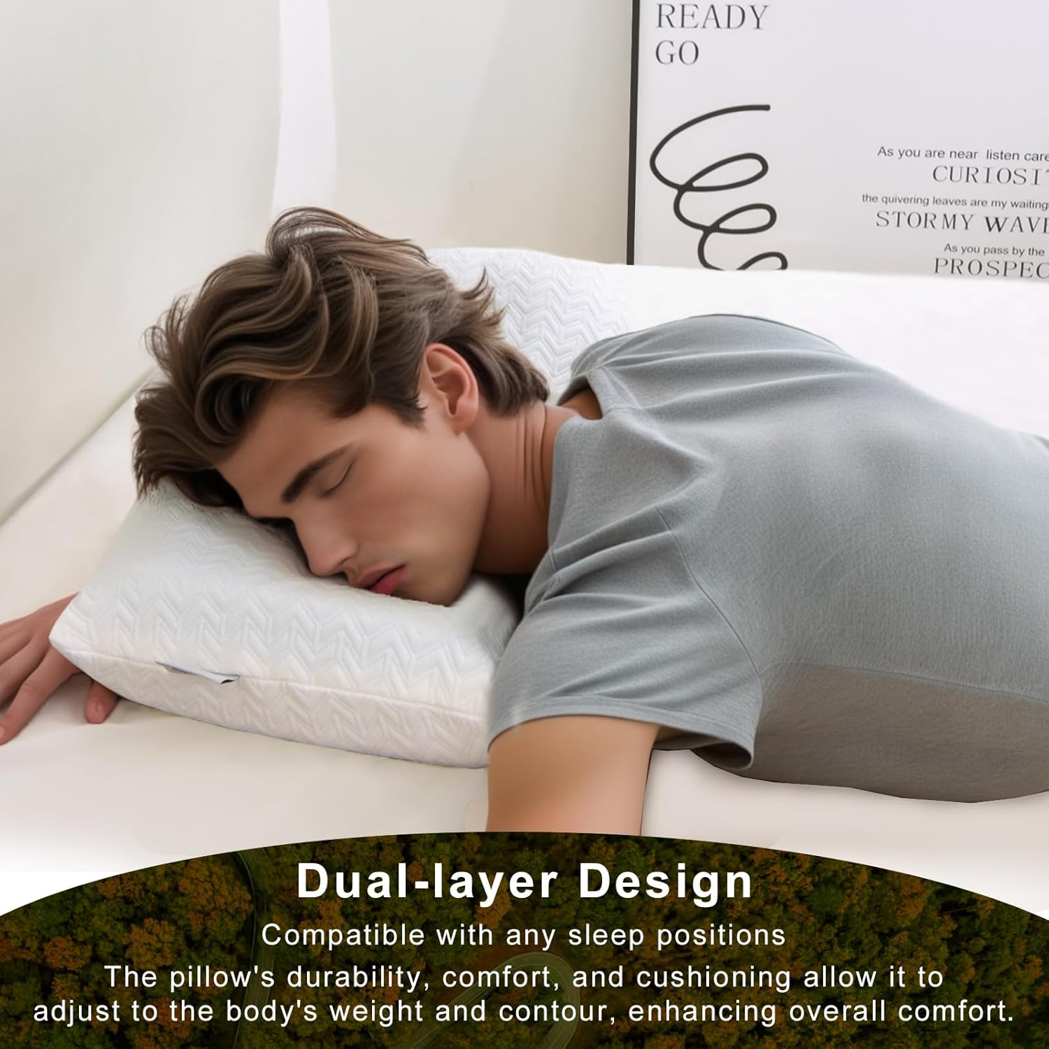 Vekkia Travel Pillow, Memory Foam Pillow Compressible Camping Pillow with Washable Cover,Ergonomic Supportive Pillow for Sleeping Ideal for Adults Kids Travel, Hiking, Airplane and Car-S - Image 2