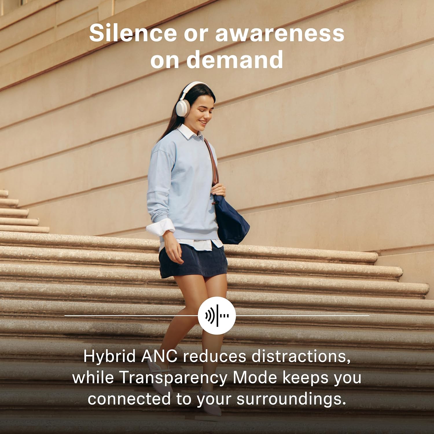 Sennheiser ACCENTUM Wireless Bluetooth Headphones Noise Cancelling - Up to 50HR Playtime, Hybrid Noise Cancelling (ANC), All-Day Comfort, Bluetooth Over Ear Headphones for School, Traveling, White - Image 4