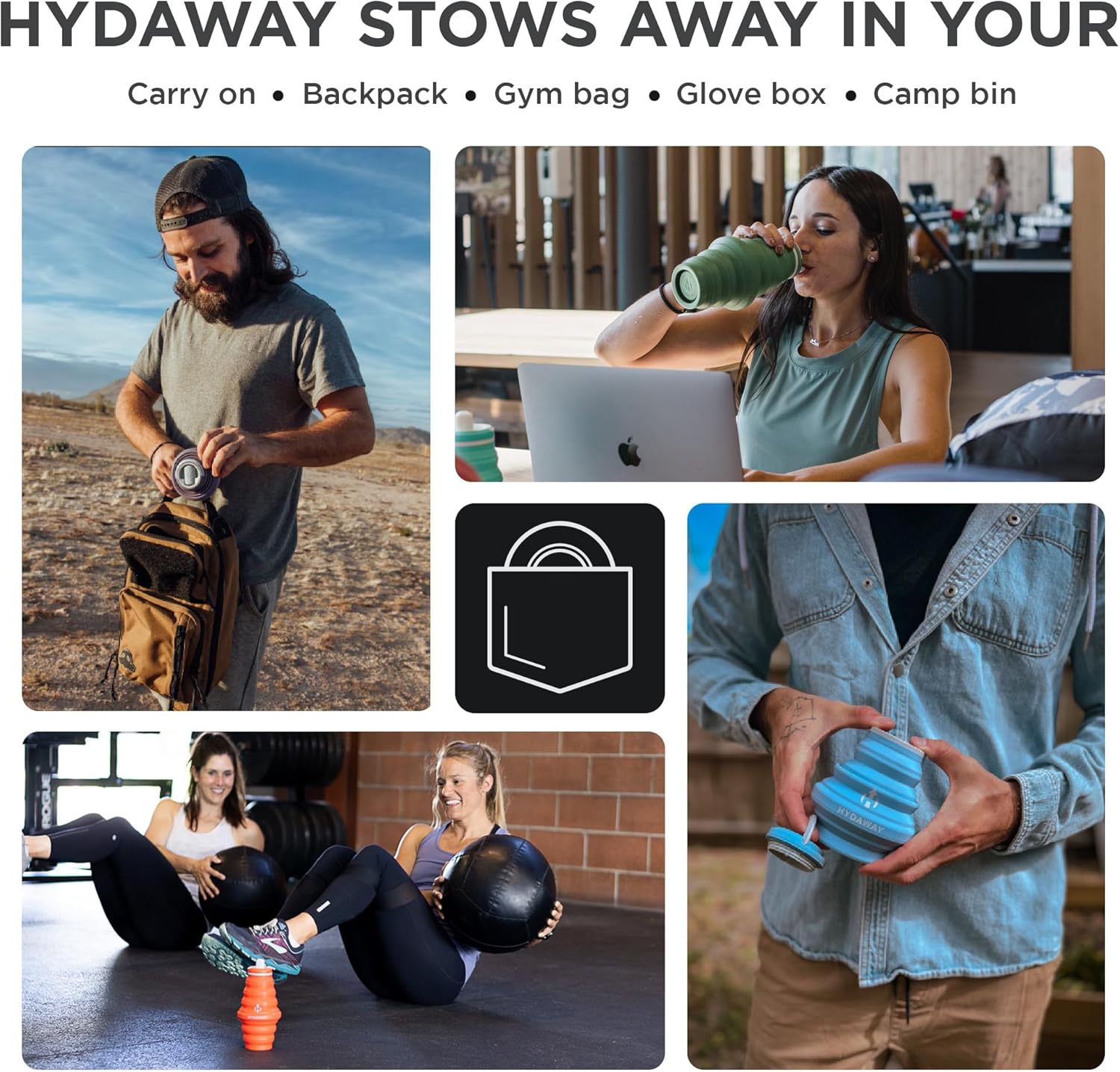 HYDAWAY 25oz Collapsible Water Bottle - BPA-Free, Leakproof, Lightweight, and Space-Saving - Perfect for Hiking, Travel, and All-Day Hydration - Image 5