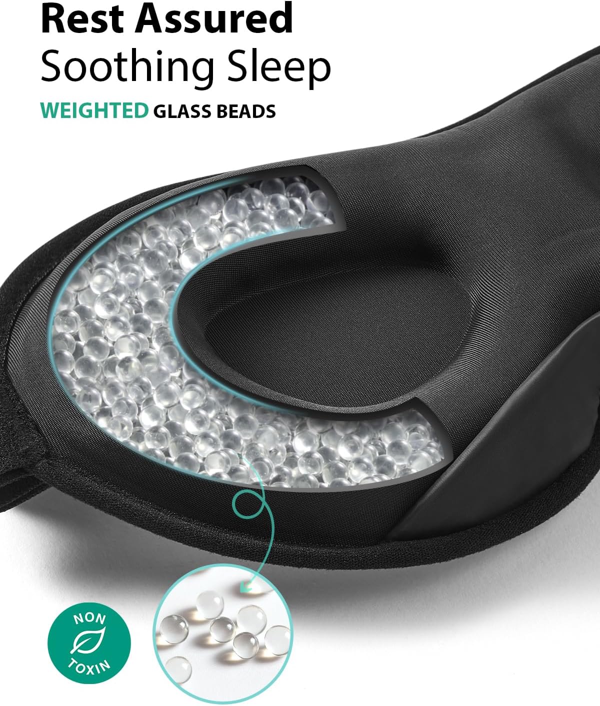 MABAO Weighted Sleep Mask - 100% Blackout Eye Mask for Sleeping for Women Men, 3D Contoured for Lash Extension, Zero Eye Pressure Memory Foam Cover, Soft Gentle Pressure Blindfold for Travel - Black - Image 6