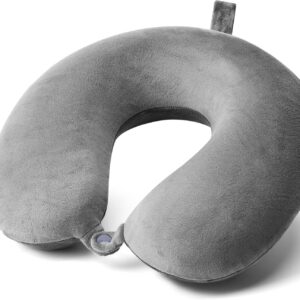 Travel Pillow - Memory Foam Neck Pillow Support Pillow,Luxury Compact & Lightweight Quick Pack for Camping,Sleeping Rest Cushion (Gray)