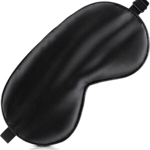 Loomluxe Sleep Mask Silk Eye Mask for Men Sleeping Mask, Adjustable Elastic Strap for Night Shading Sleep Mask, Soft and Comfortable for Both Men and Women(Black)