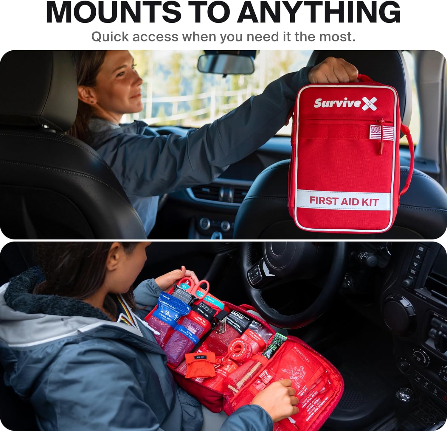 SurviveX Large First Aid Kit for Car, Travel & Home - Emergency Kit for Hiking, Camping, Backpacking and Outdoors - Includes Zip Stitch Wound Closure Strips - Image 8