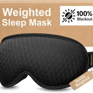 Blackout Weighted Eye Mask for Sleep: Gentle Deep-Pressure 3D Contoured Mask for Men & Women – Eyelash-Free, Breathable, Designed to Promote Relaxation & Rest in Light-Sensitive Settings – Black