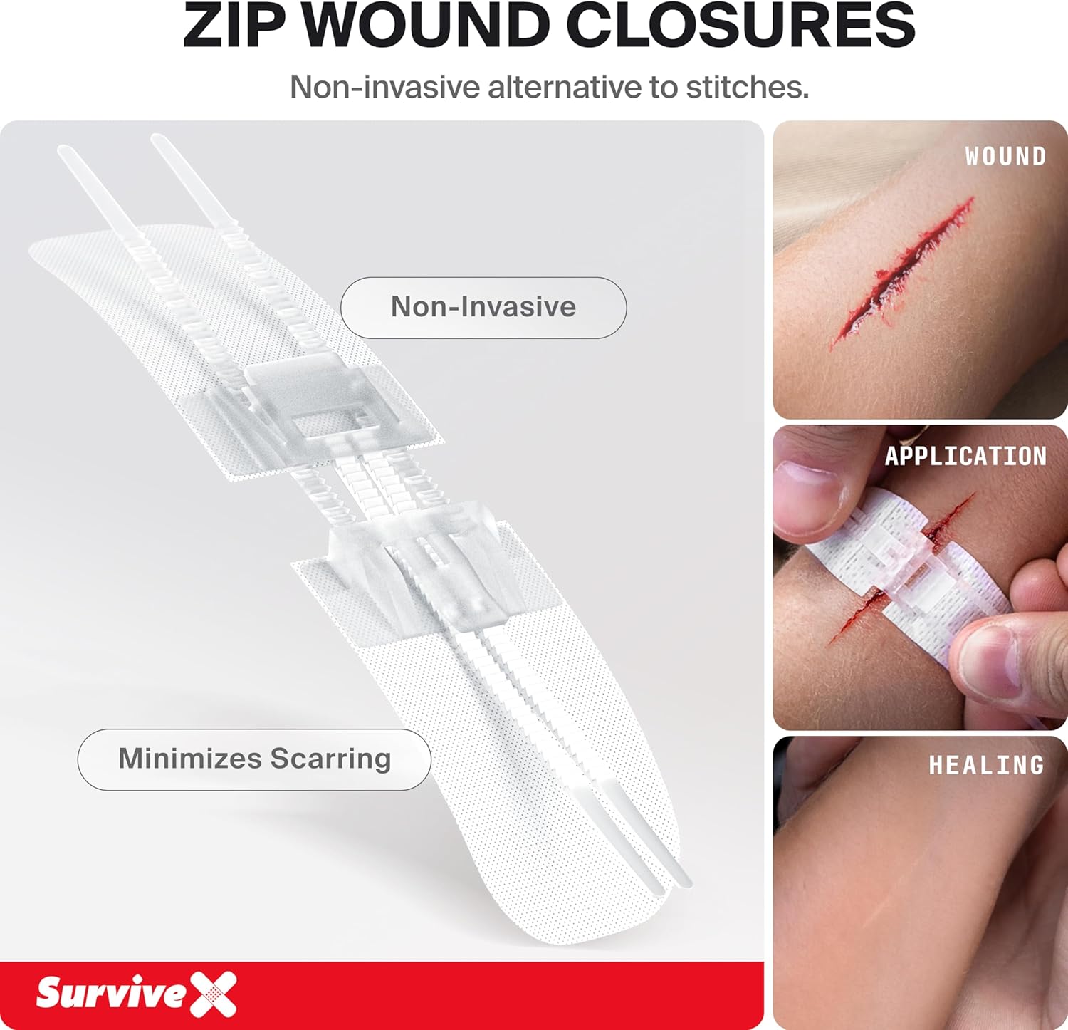 SurviveX Large First Aid Kit for Car, Travel & Home - Emergency Kit for Hiking, Camping, Backpacking and Outdoors - Includes Zip Stitch Wound Closure Strips - Image 7