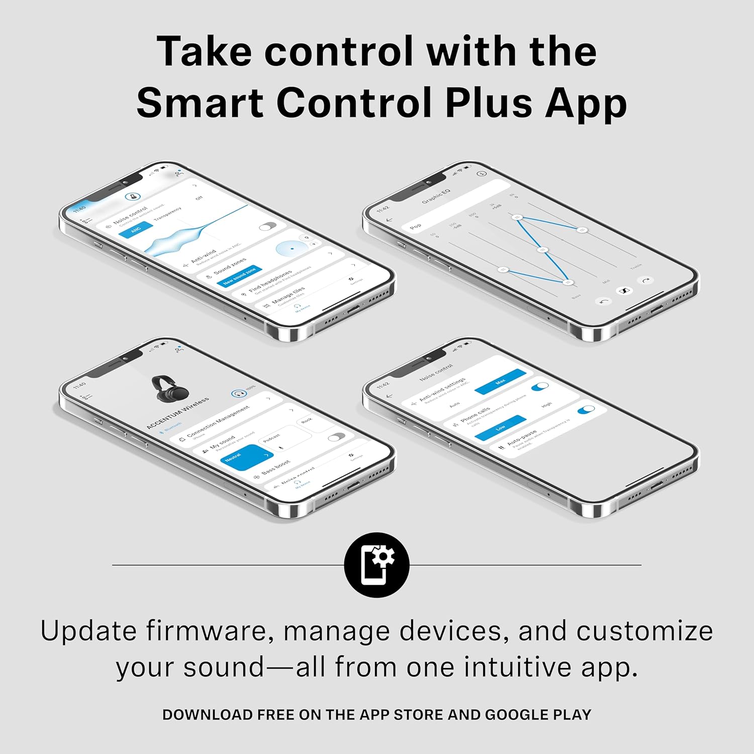 Sennheiser ACCENTUM Wireless Bluetooth Headphones Noise Cancelling - Up to 50HR Playtime, Hybrid Noise Cancelling (ANC), All-Day Comfort, Bluetooth Over Ear Headphones for School, Traveling, White - Image 8