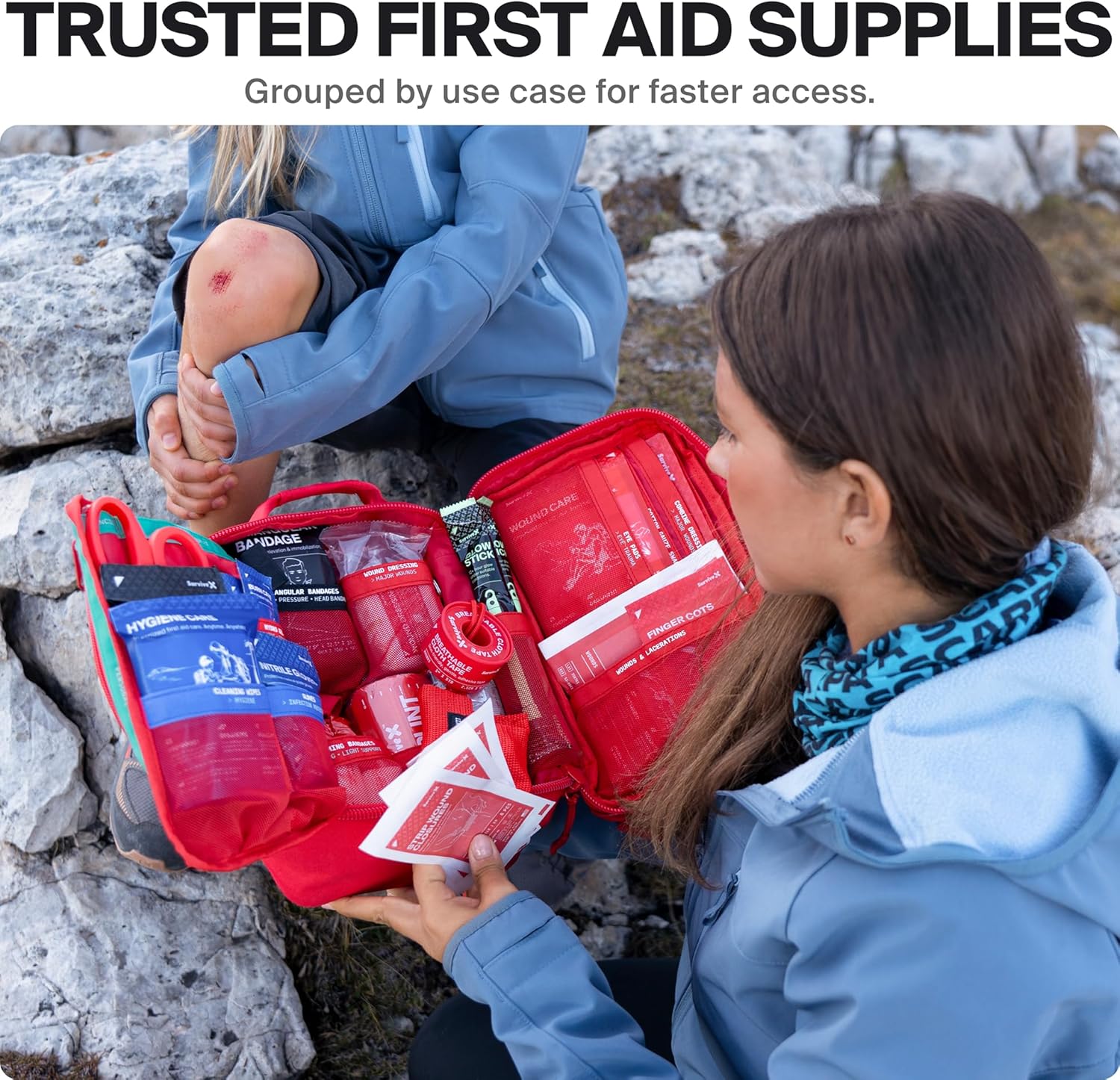 SurviveX Large First Aid Kit for Car, Travel & Home - Emergency Kit for Hiking, Camping, Backpacking and Outdoors - Includes Zip Stitch Wound Closure Strips - Image 6