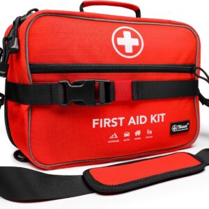 430 Piece First Aid Kit, Well-Organized Premium Waterproof Compact Trauma Medical Kits for Any Emergencies, Ideal for Home, Office, Car, Travel, Outdoor, Camping, Hiking, Boating (Red)