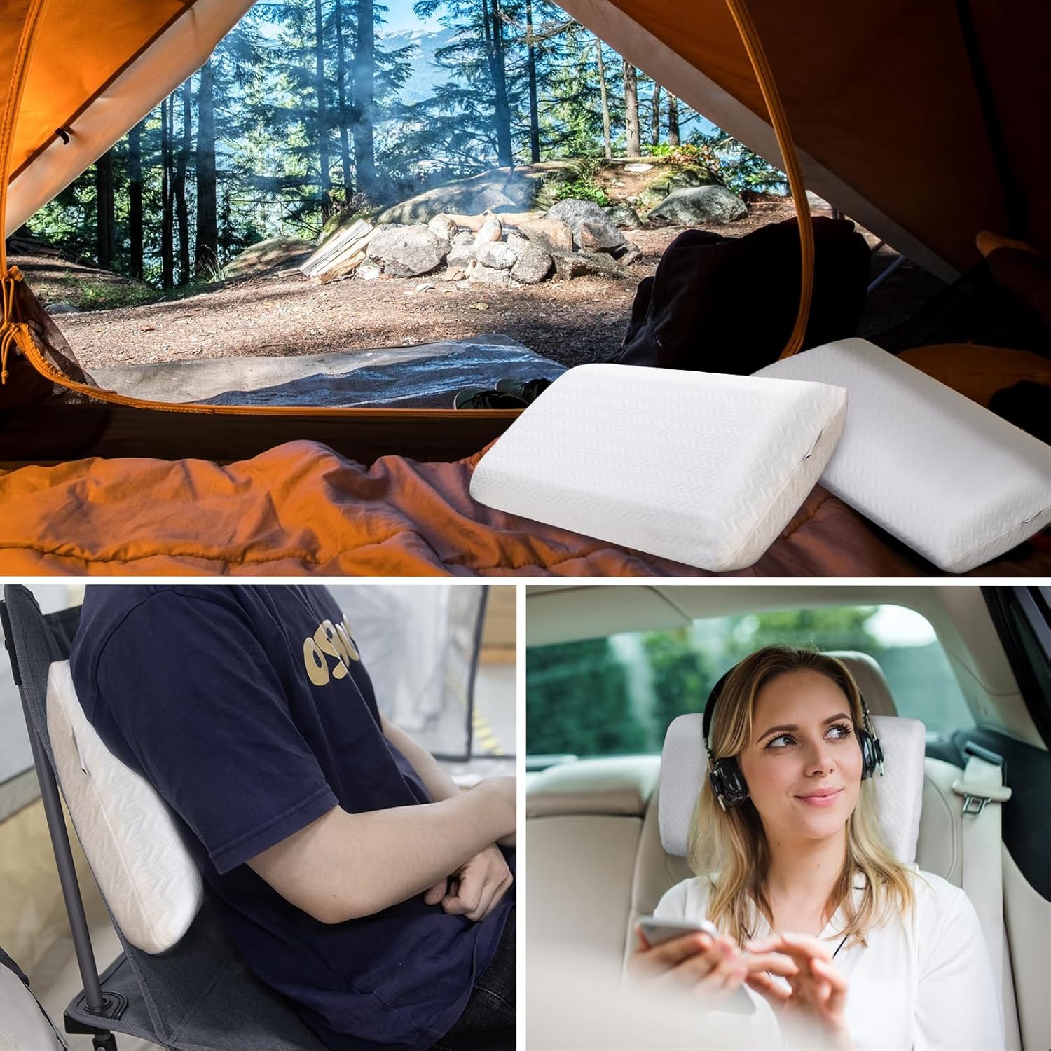 Vekkia Travel Pillow, Memory Foam Pillow Compressible Camping Pillow with Washable Cover,Ergonomic Supportive Pillow for Sleeping Ideal for Adults Kids Travel, Hiking, Airplane and Car-S - Image 5