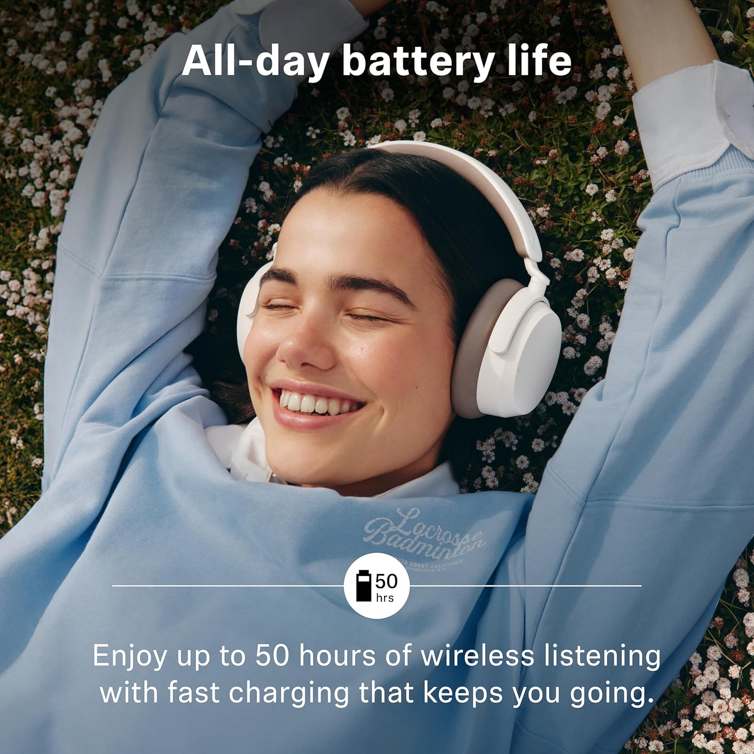 Sennheiser ACCENTUM Wireless Bluetooth Headphones Noise Cancelling - Up to 50HR Playtime, Hybrid Noise Cancelling (ANC), All-Day Comfort, Bluetooth Over Ear Headphones for School, Traveling, White - Image 2