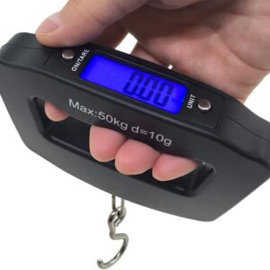AFUNTA 50Kg 10g Luggage Weight Scale, LCD Luggage Scale Travel Digital, Fish Scale, Home Electronic Portable Hanging Weight Hook Travel Luggage Scale