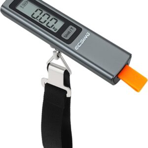 ECSiNG Portable Luggage Scale Battery Free - Digital & Backlit LCD Display, Luggage Weight Scale, 110 lbs/50 kg, For Travel, Airplane, Shipping, Shopping, Outdoor