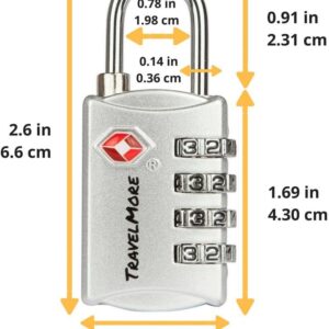 5 Pack TSA Luggage Locks with 4 Digit Combination – Heavy Duty Set Your Own Padlocks for Travel, Baggage, Suitcases & Backpacks - Silver