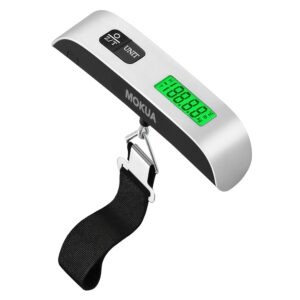 MOKUA Portable Digital Luggage Scale, 110lbs Hanging Baggage Scale with Backlit LCD Display, Portable Suitcase Weighing Scale, Travel Luggage Weight Scale with Hook