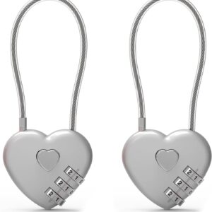 Combination Padlock, Small Cable Lock with Code, Candados para Locker, Combo Cable Lock for Luggage, Suitcase, Gym Locker, Backpack Zipper, Cabinet, Mailbox, Outdoor Use, Travel Safe Bag