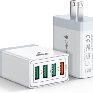 USB Wall Charger Block, 2-Pack 40W 4-Port USB Cube Power Adapter Plug, Multiport Charging Blocks Box Brick for iPhone 16 15 14 13 12 11 Pro Max XR Xs Max 8 7 6 Plus, Samsung, LG, Moto, Android Phones