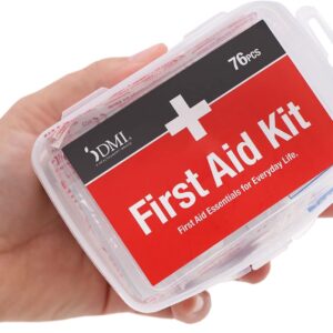 DMI 76-Piece First-Aid Kit, Portable All-Purpose Use for Minor Cuts and Scrapes, Durable Water-Resistant Case, Convenient and Portable for Travel, FSA & HSA Eligible