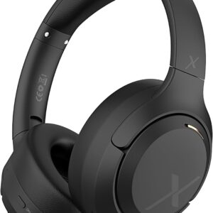 Riwbox Hybrid Active Noise Cancelling Headphones, Wireless Bluetooth Headset Over Ear, 60H Playtime, High-Fidelity, Foldable, Comfort&Immersion for Work/Commuting (Black)