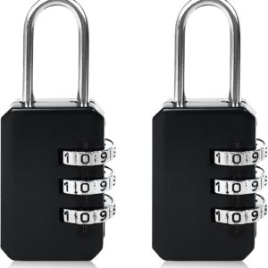 2-Pack Customizable Black Luggage Locks – Set Your Own Combination, Secure Travel Padlocks for Suitcases, Backpacks, and Bags