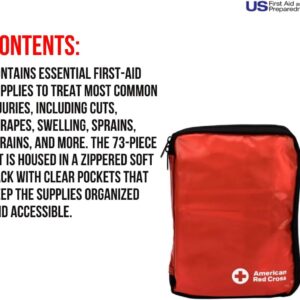 American Red Cross Officially Licensed Product, First Aid Kit, 73 Piece Emergency Medical Supplies to Treat Minor Injuries