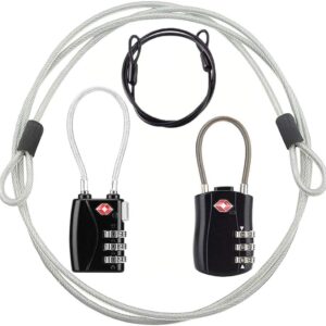 TSA Locks, Digit Combination Padlockss and Steel Cable Combination Travel Security Lock, Coded Lock for Baggage Travel Bag, Suit Case, Gym, Bike Locks (TSA Luggage Locks-2)