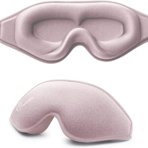 Sleep Eye Mask for Women Men, Soft and Comfortable Night Eye Mask for Sleeping, 3D Blockout Eye Cover for Travel, Blindfold with Adjustable Strap (Pink)