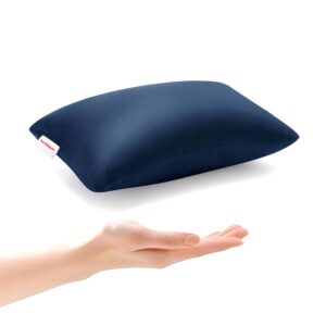 Pro Goleem Small Pillow 11"x7"x2.5" for Travel and Camping with Name Tag Mini Tiny Pillow for Room Couch Sofa Chair and Outdoor Car Air Nap Neck Lumbar Knee Rest Pillows, Navy Blue