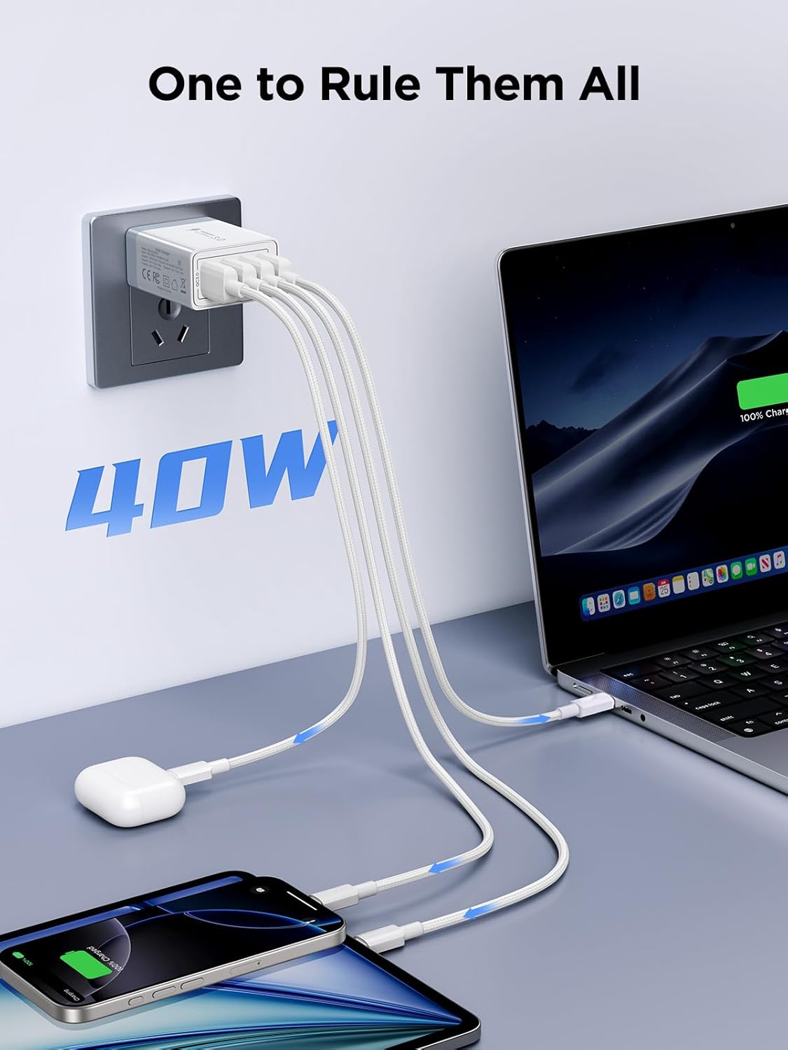 USB Wall Charger Block, 2-Pack 40W 4-Port USB Cube Power Adapter Plug, Multiport Charging Blocks Box Brick for iPhone 16 15 14 13 12 11 Pro Max XR Xs Max 8 7 6 Plus, Samsung, LG, Moto, Android Phones - Image 2