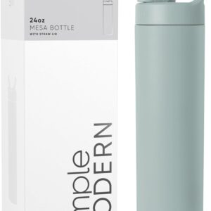 Simple Modern Water Bottle with Straw lid | Insulated Stainless Steel Thermos | Reusable Travel Water Bottles for Gym & Sports | Leak Proof & BPA Free | 24oz, Sea Glass Sage