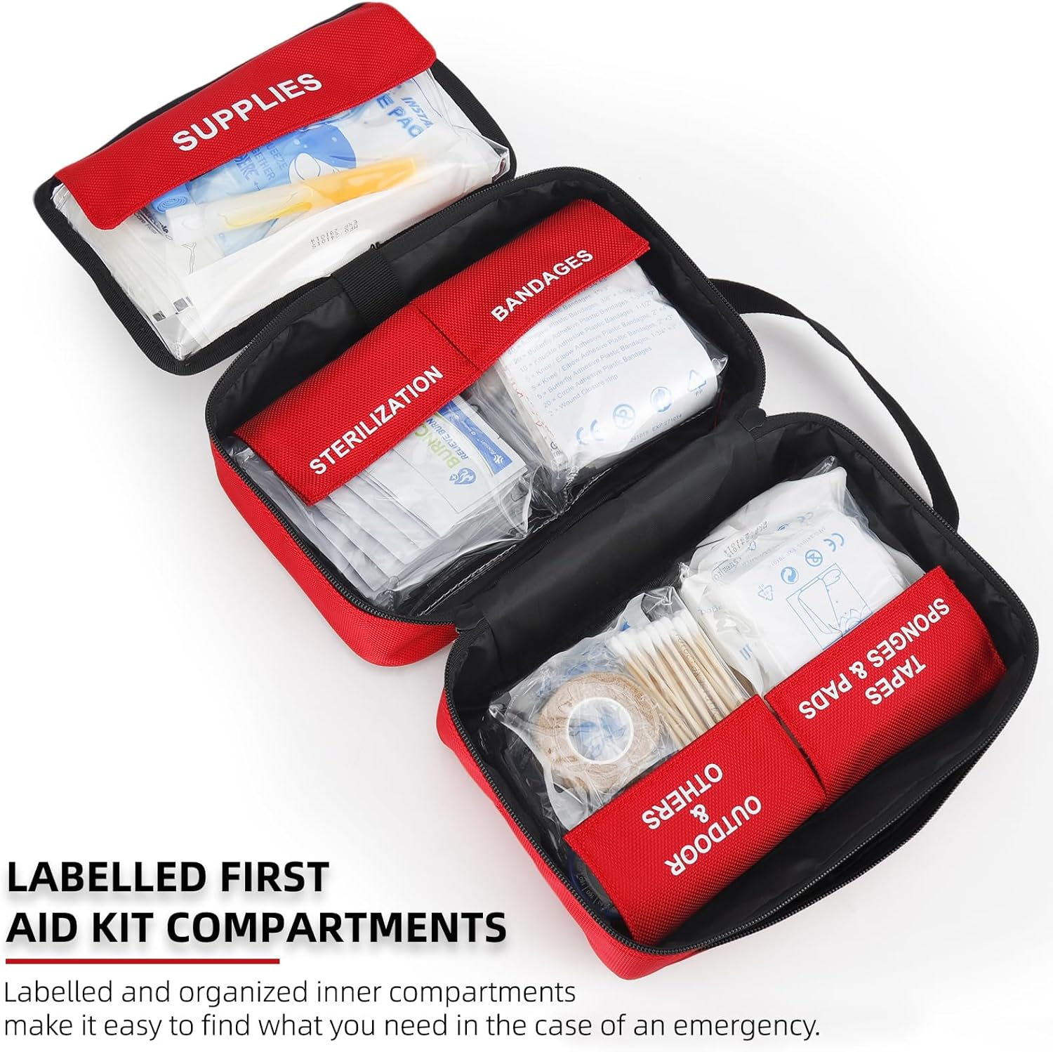 330 Piece First Aid Kit, Premium Waterproof Compact Trauma Medical Kits for Any Emergencies, Ideal for Home, Car, Travel, Camping, Hiking, Truck, Office, Sports (Medium) - Image 4