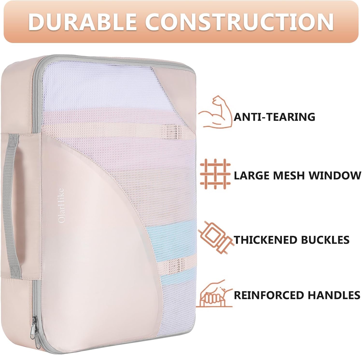 10 Set/8 Set Packing Cubes for Travel, Gifts for Women Mom,Anti-Tearing Suitcase Organizer for Luggage with Shoe & Hanging Toiletry Bag,OlarHike Vacation Essentials & Accessories for Cruise Ship,Cream - Image 4