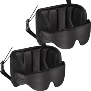 Travel Pillows for Airplanes, 2 Pack Airplane Pillows for Long Flight with Sleep Eye Mask, Plane Head Strap for Road Trip, 360° Support for Sleeping, Stop Bobblehead Travel Essentials, Black