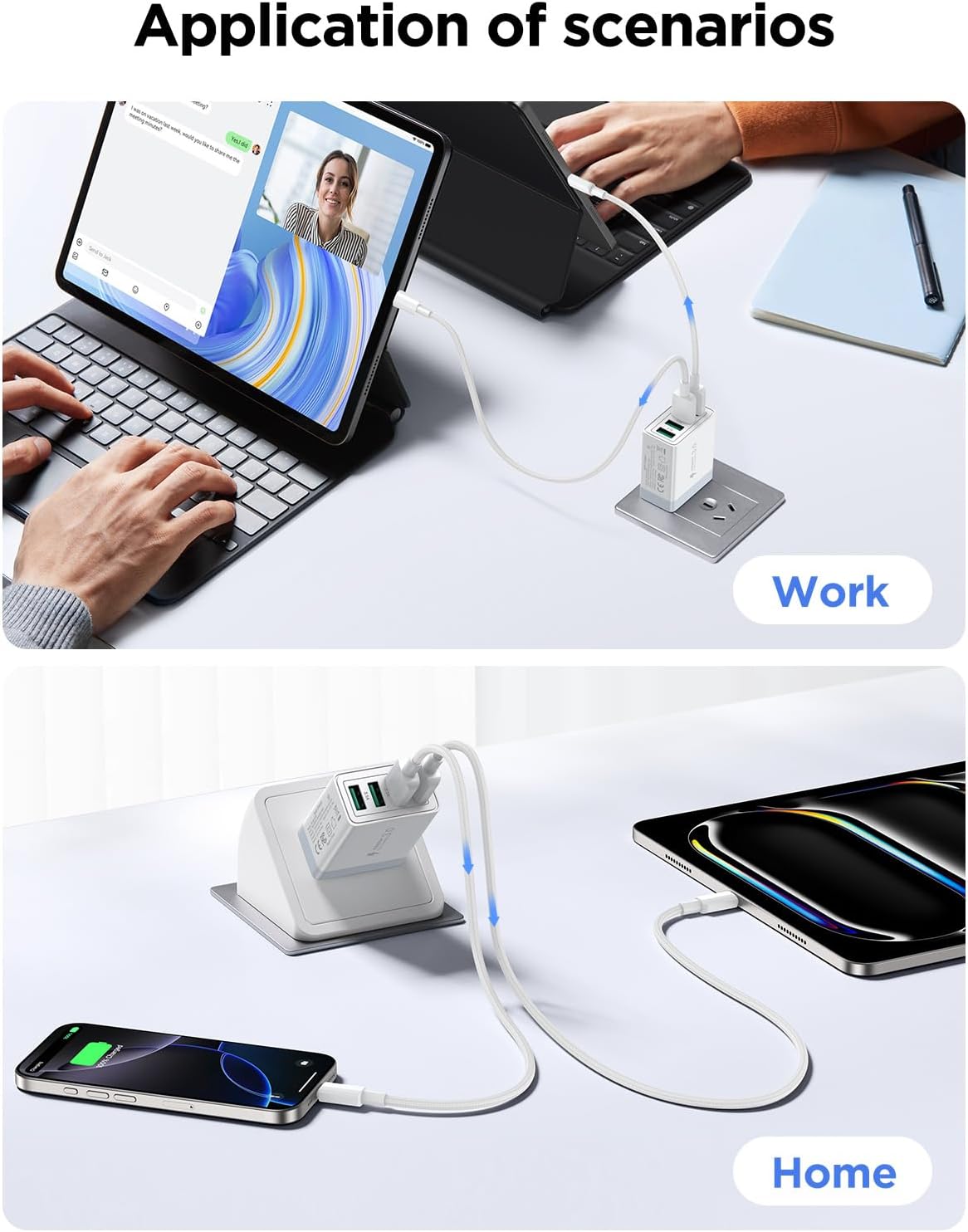 USB Wall Charger Block, 2-Pack 40W 4-Port USB Cube Power Adapter Plug, Multiport Charging Blocks Box Brick for iPhone 16 15 14 13 12 11 Pro Max XR Xs Max 8 7 6 Plus, Samsung, LG, Moto, Android Phones - Image 7