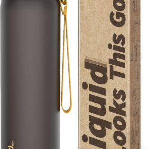 Opard Slim Water Bottle 32oz, Dishwasher Safe Plastic Water Bottle BPA-Free, Leakproof Screw Top, Charcoal Black, Reusable for Travel School Sport Gym Hiking