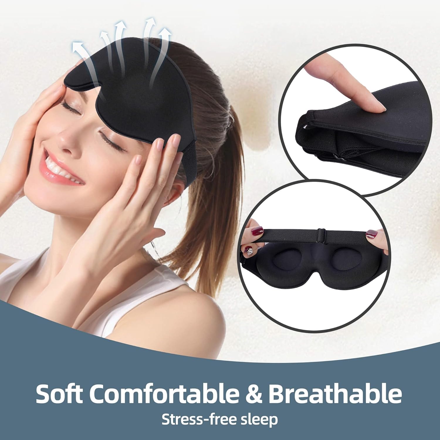 3 Pack 3D Contoured Sleep Eye Mask - with 3 Pack Ear Plugs – Soft Breathable Blackout Sleeping EyeMask for Men Women Adults – Lightweight Zero Pressure Eye Cover for Travel Naps Night Shift Meditation - Image 7