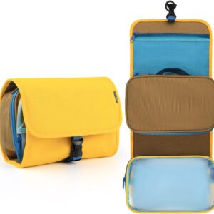 2025 New ! Large-Capacity Foldable travel toiletry bag - Multi-Functional Detachable hanging toiletry bag, Portable Compact hanging travel toiletry bag (Dune Yellow)