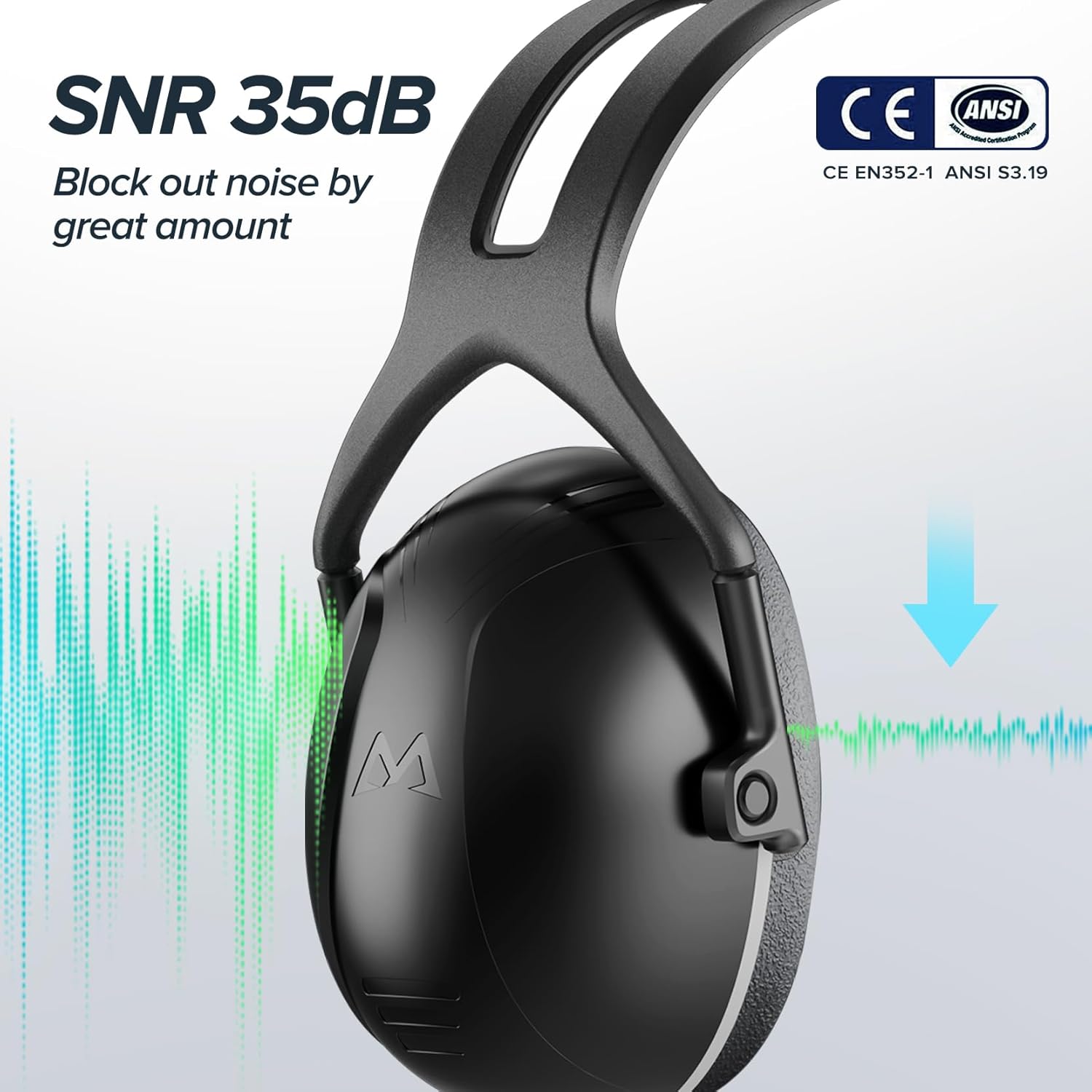 SNR 35dB High Noise Cancelling Ear Muffs, Ear Protection for Mowing, Adult Noise Cancelling Headphones for Autism, Hearing Protection Ear Muffs for Noise, Noise Reduction Earmuffs for Shooting,Mowing - Image 2
