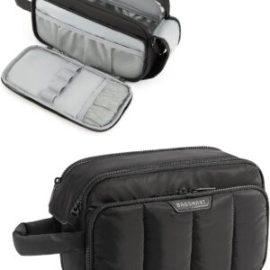 BAGSMART Travel Toiletry Bag for Women, Wide-open Makeup Bag Organizer, Puffy Make Up Case, Large Capacity Cosmetic Organizer for Women for Travel Essentials Toiletries Accessories Bottles(Black)