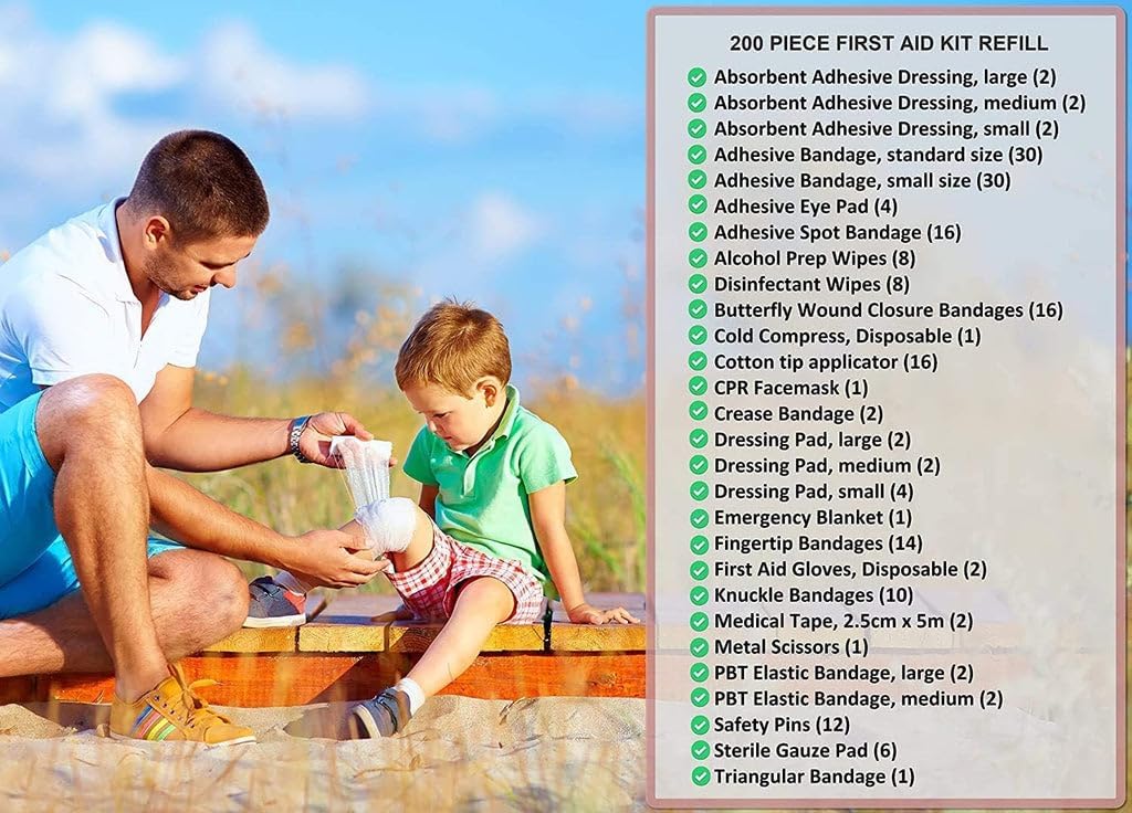 First Aid Kit Refill - 200 Piece - Extra Replacement Supplies for First Aid Kits, Loose Packed Restock Supply Pack - Image 4