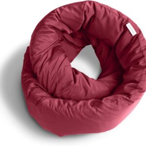 Huzi Infinity Pillow - Travel Neck Pillow - Versatile Soft 360 Support Scarf - Machine Washable - Home Travel Flight Road Trips (Burgundy)