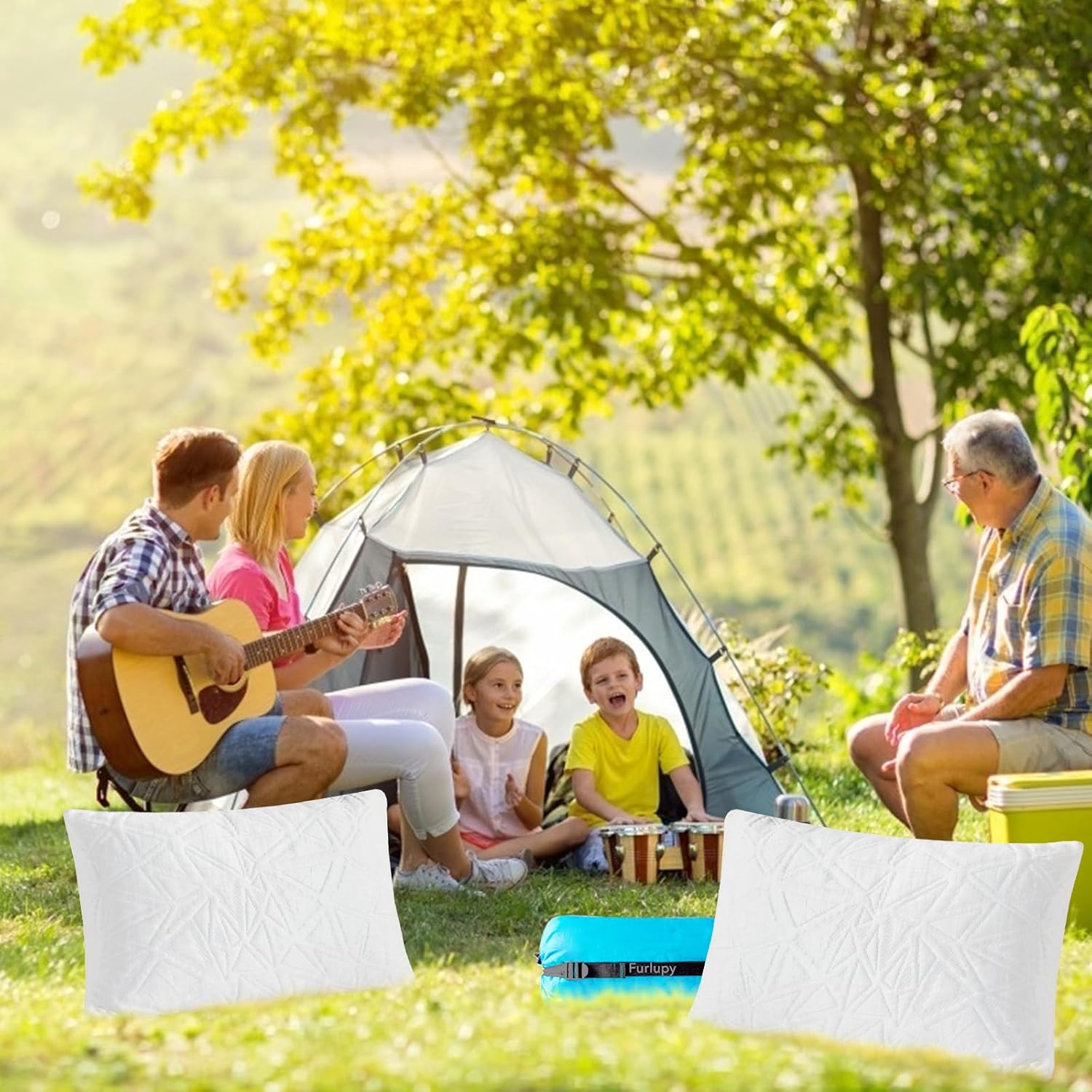 Small Shredded Gel Memory Foam Pillow,Camping Pillow Travel Pillow- Adjustable for Contoured Support -Portable Ideal for Backpacking, Camping, Travel, Car, Airplane,Office Nap - Image 6