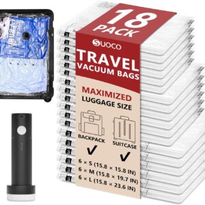 Travel Vacuum Bags for Clothing with Rechargeable Electric Pump, Compression Packing Cubes Organizer Storage for Luggage Suitcase, Space Saver Seal Bags for Vacation Cruise, 18 Combo