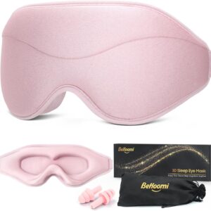 Sleep Mask, Premium Eye Mask for Sleeping, Total Blackout, Super Soft Comfort, Adjustable Fit, Upgraded 3D Ergonomic Designed Sleeping Mask for Home, Office, Travel, Meditation, Yoga, Pink
