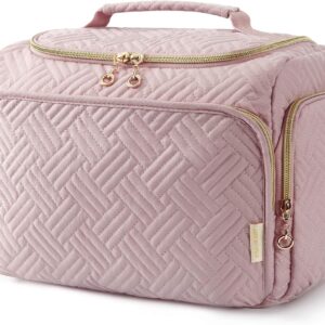 BAGSMART Travel Toiletry Bag for Women, Cosmetic Bag Makeup Bag Organizer with Handle, Travel Bag for Toiletries, Travel Accessories, Full Sized Container